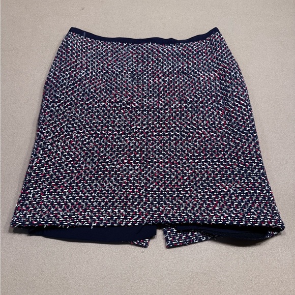 Talbots Asymmetrical Blue and Red Mini Pencil Skirt - Picture 1 of 8